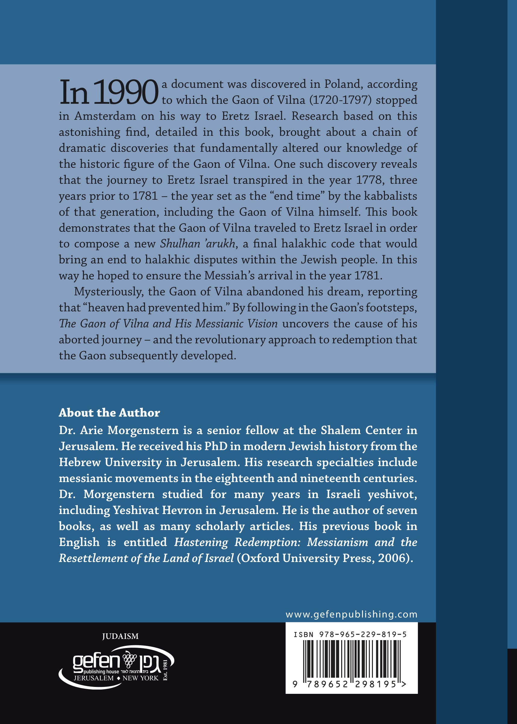 The Gaon of Vilna and His Messianic Vision